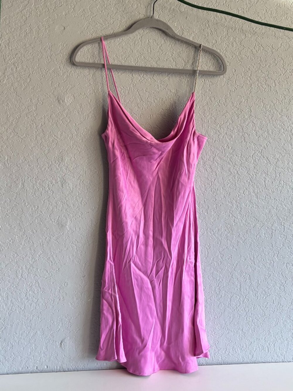 Zara Magenta Silk Cowl Neck Dress